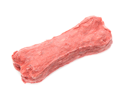bones and colorful sticks for dog treat with vitamin and oral health on white backgroundの写真素材