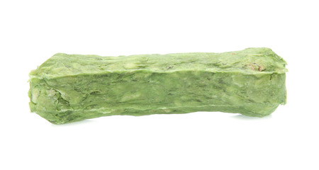 bones and colorful sticks for dog treat with vitamin and oral health on white backgroundの写真素材