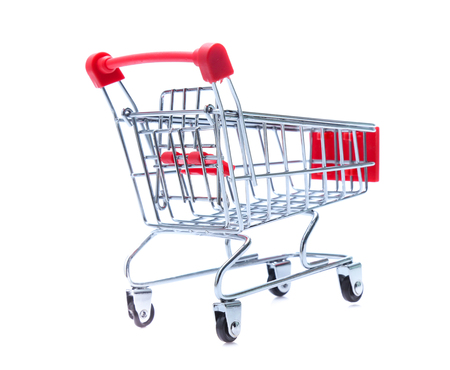 Shopping cart isolated on whiteの写真素材