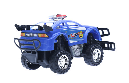 Police Toy car isolated on whiteの写真素材