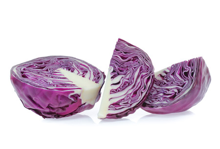 Red cabbage isolated on whiteの写真素材