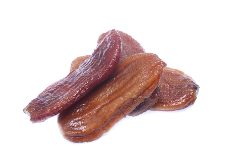 Dried bananas (honey baked bananas) on whiteの写真素材