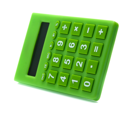 Top view of a calculator isolated on whiteの写真素材