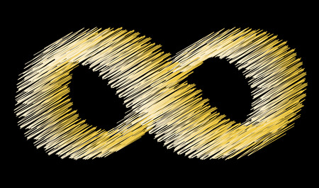 Infinity symbol on a black background. Scribble. Vintage style.