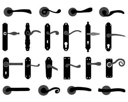 Set of door knobs and door handles, vectorのイラスト素材