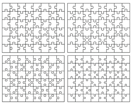 Set of four white puzzle. vector illustrationのイラスト素材