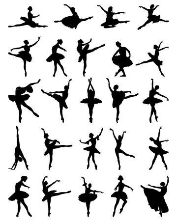 Black silhouettes of ballerinas, vectorのイラスト素材