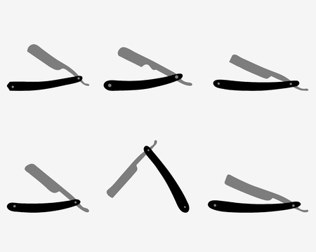 Silhouettes of razors and razor blade, vectorのイラスト素材