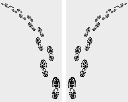 Trail of prints of shoes, vector illustrationのイラスト素材