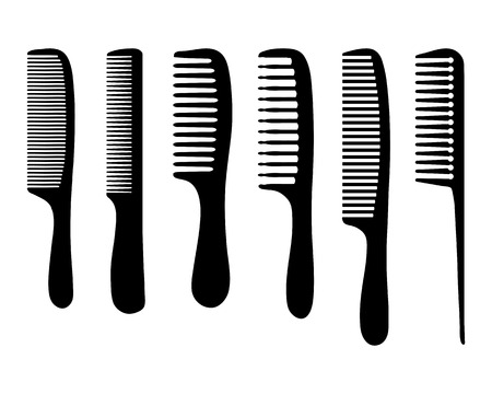 Black silhouettes of different combs, vectorのイラスト素材