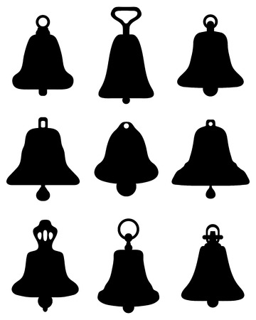 Black silhouette of different bells, vectorのイラスト素材