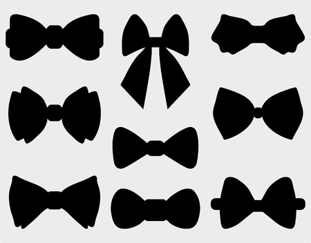 Black silhouettes of bow ties, vectorのイラスト素材