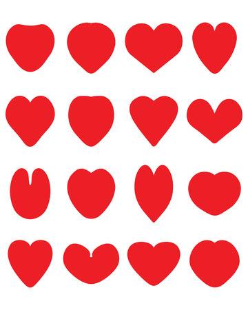 Red  hearts on the white background, vectorの写真素材
