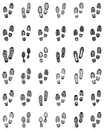 Black prints of shoes on a white backgroundのイラスト素材