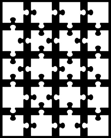 illustration of white puzzle on a black background, separate partsのイラスト素材