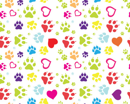 Footprints of cat, seamless vector wallpaperのイラスト素材