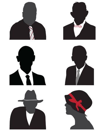 Silhouettes of human heads, avatar profiles on a white backgroundのイラスト素材