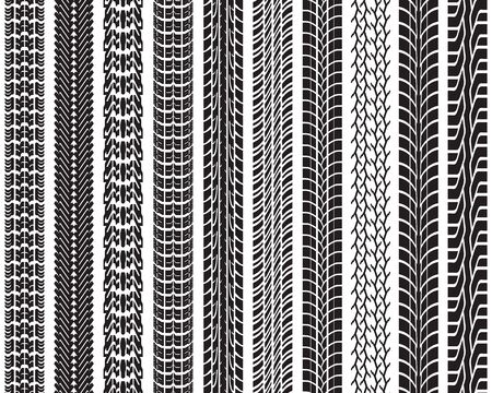 Black prints of tread of cars, seamless illustrationのイラスト素材