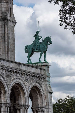 Paris, France. August 20, 2019: view of the Basilica of the Sacred Heart of Paris in montmartre.のeditorial素材