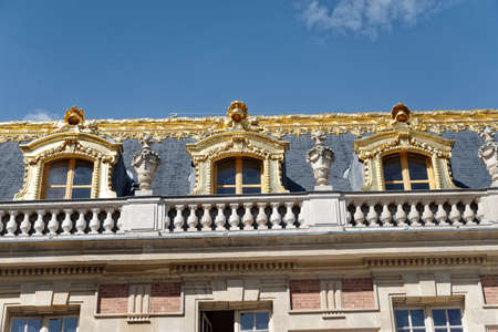 Versailles, France - august 6 2017: The "Cour de Marbre" facade of the palace of Versailles.のeditorial素材