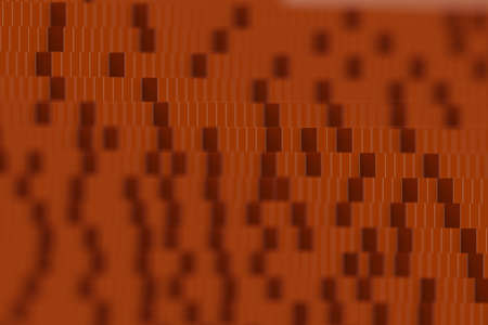 orange voxels block abstract landscape computer generated