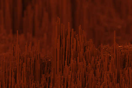 orange voxels block abstract background computer generatedの写真素材