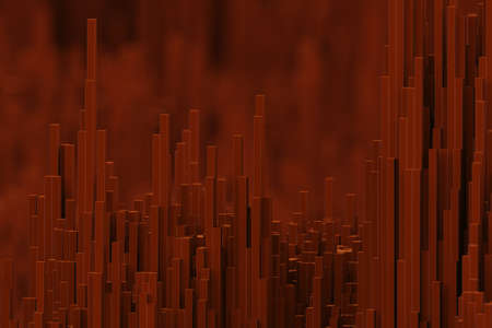 orange voxels block abstract background computer generatedの写真素材