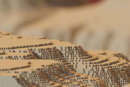 voxels mountains 3D computer generated landscapeの写真素材