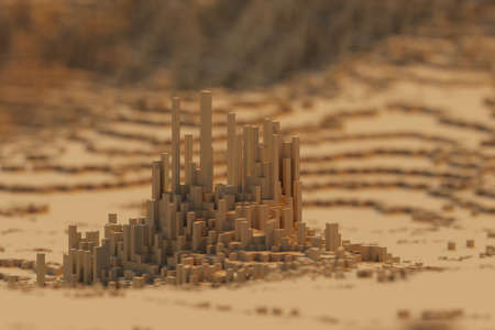 voxels mountains 3D computer generated landscape