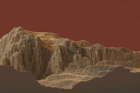 voxels mountains 3D computer generated landscapeの写真素材