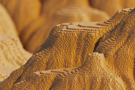 voxels mountains 3D computer generated landscape