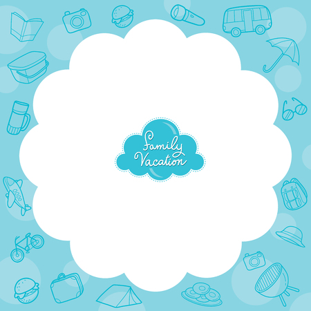 Family Vacation Objects Icons Border, Vacations, Holiday, Relationship, Cheerful, Togetherness, Lifestyleのイラスト素材