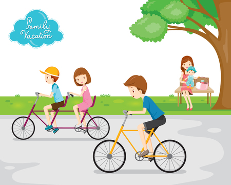 Family Relaxing in Public Park, Vacations, Holiday, Travel Destination, Journey Trips, Transportation, Relationship, Togetherness, Lifestyleのイラスト素材