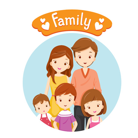 Happy Family Portrait, Relationship, Togetherness, Vacations, Holiday, Lifestyleのイラスト素材