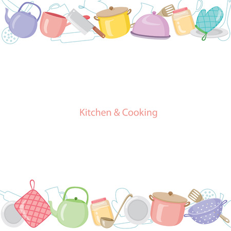 Kitchen Equipment Background, Kitchen, Kitchenware, Crockery, Cooking, Food, Bakery, Lifestyleのイラスト素材