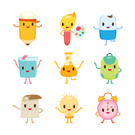 Education Characters Icons Design, Back to school, Educational, Stationery, Book, Children, School Supplies, Educational Subject, Objects, Iconsのイラスト素材