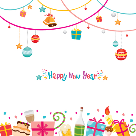 New Year Card, Happy New Year, New Year's Eve, Merry Christmas, Xmas, Objects, Festive, Celebrationsのイラスト素材