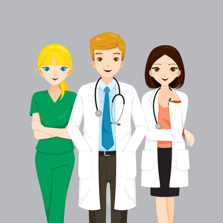 Doctor And Nurse Team, Physician, Hospital, Checkup, Patient, Healthy, Treatment, Personnelのイラスト素材