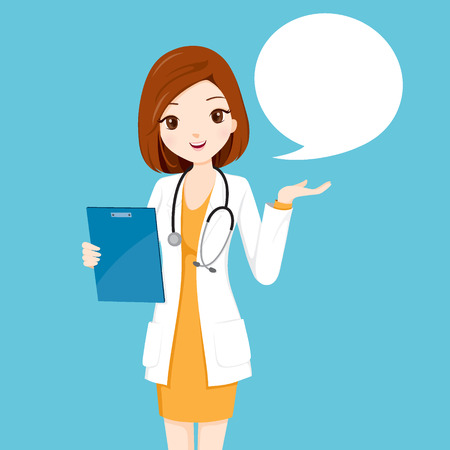 Woman Doctor Holding Clipboard Talking, Physician, Hospital, Checkup, Patient, Healthy, Treatment, Personnelのイラスト素材