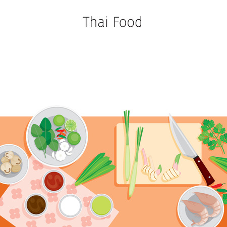 Ingredients Of Thai Soup, Tom Yum Kung, Cookery, Eating, Food, Seasoningのイラスト素材