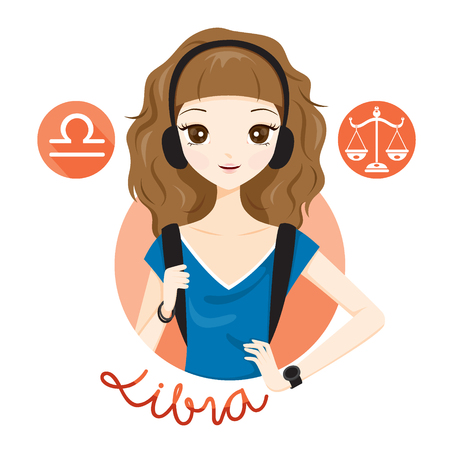 Woman With Libra Zodiac Sign, Astrological, Constellation, Beauty, Female, Western, Fortunetelling, Lifestyleのイラスト素材