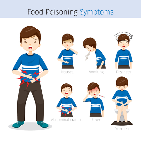 Man With Food Poisoning Symptoms, Stomach, Internal Organs, Body, Physical, Sickness, Anatomy, Healthのイラスト素材