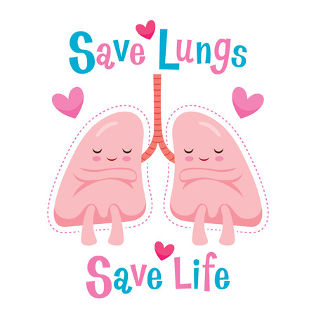 Save Lungs, Save Life, Cartoon Character, Human Internal Organ, Physiology, Sickness, Medical Profession, Morphology, Body, Organs, Healthのイラスト素材