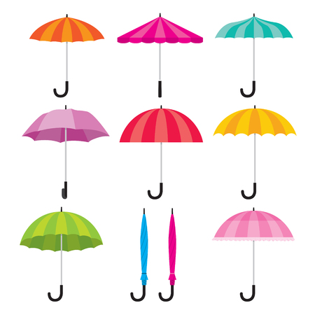 Umbrella Objects Icons Set, Colorful, Rainy Season, Monsoon, Objectのイラスト素材