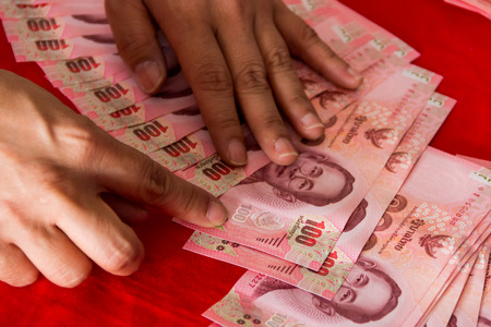 Thailand banknotes arranged engagement decorate for wedding ceremony in thai culture.