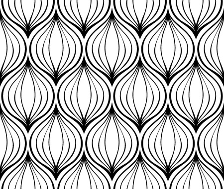  Seamless simple pattern of black elements on a white background. Stylized onions.のイラスト素材