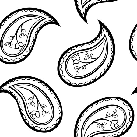 Ornament of floral paisley. Eastern design elements on a white background. Vector seamless pattern. Template for textile, wrapping, wallpaper.のイラスト素材