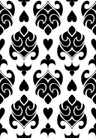Oriental abstract ornament. Black and white template for carpet, wallpaper, textile and any surface. Seamless simple pattern.のイラスト素材