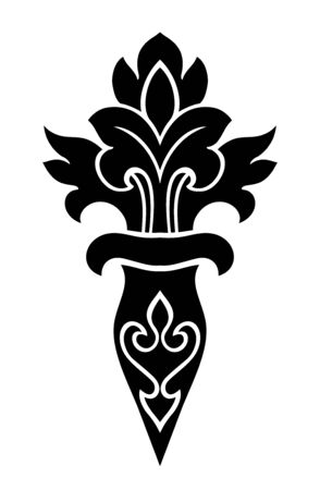 Medieval design element. Simple template for carpet, wallpaper, textile and any surface. Vector black ornament on a white background. のイラスト素材