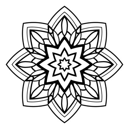 Filigree abstract mandala. Oriental ethnic ornament. Medieval design element. Indian pattern.のイラスト素材